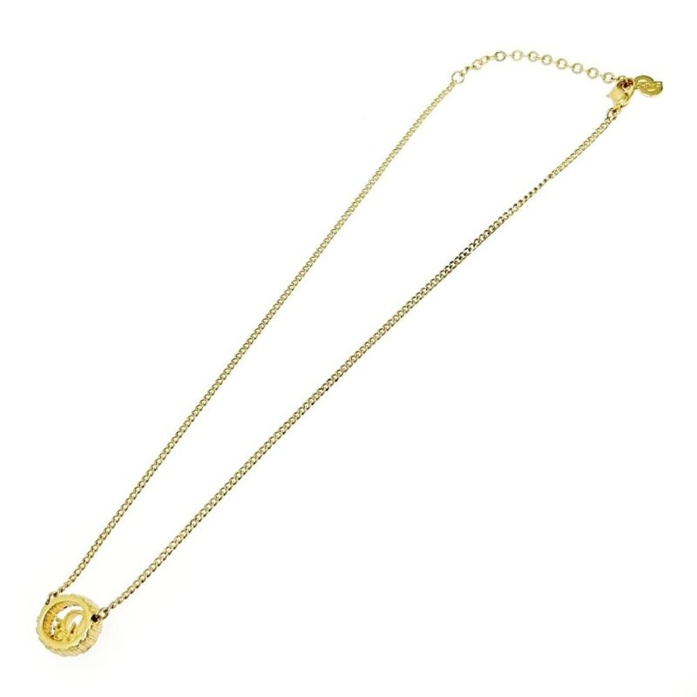 Christian Dior GP Rhinestone Logo Oval Necklace Gold Necklace - Picture 5 of 7